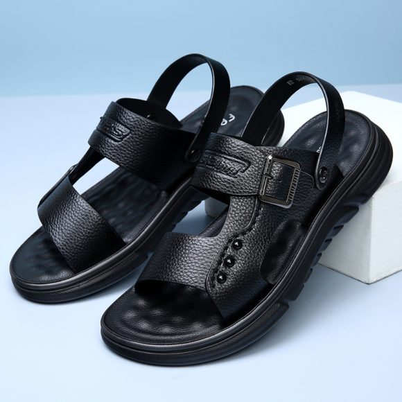 Soft Leather Men's Casual Beach Shoes Latex Pad - Image 4