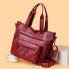Large Capacity Soft Leather Washed Leisure Commute Shoulder Bag - Image 4