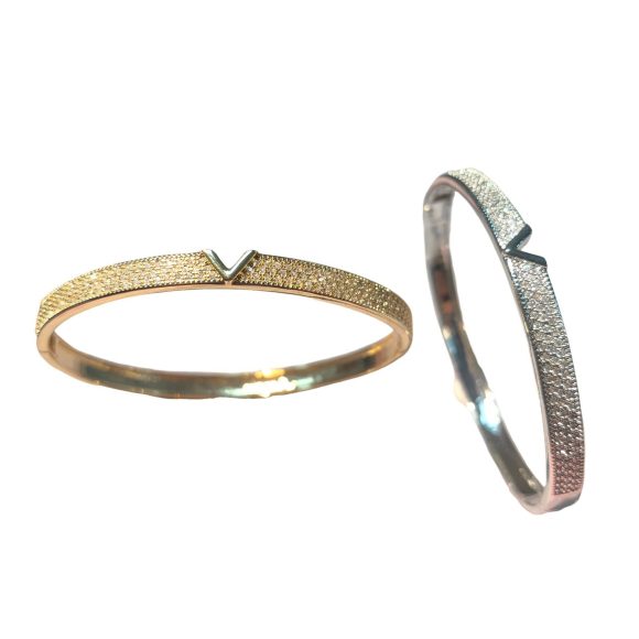 V-shaped 18K Genuine Gold Electroplated Bracelet Ring Set - Image 5