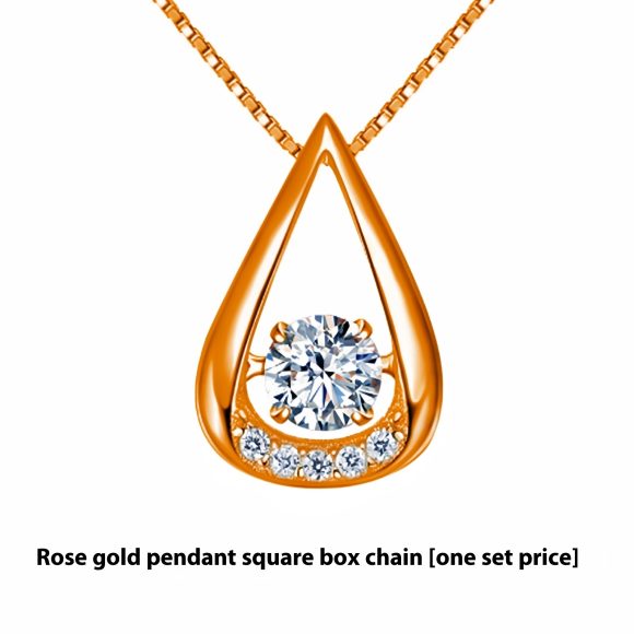 White Gold Plated Drop-shaped Diamond-embedded Smart Pendant Necklace - Image 4
