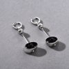 Original Design Advanced Metal Copper White Gold Plated Black Agate Pendant Ear Clip