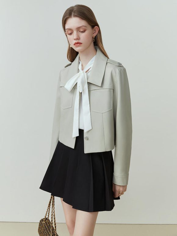 Female Retro Short Pu Leather Coat - Image 2