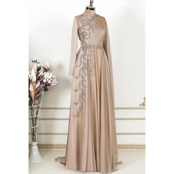 Champagne Muslim Evening Dress Formal Party - Image 4