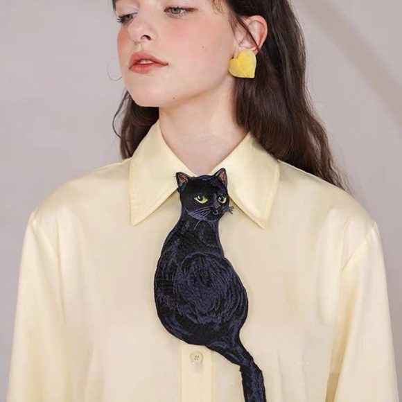 Tie Women's Black Cat Retro Minority Bow Tie - Image 3