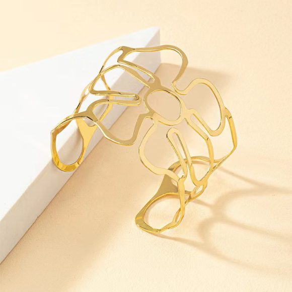 Hollow-out Petals Open-ended Bracelet - Image 4