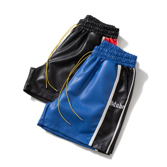 Embroidered Letter Color Matching Drawstring Beach Pants - Image 3