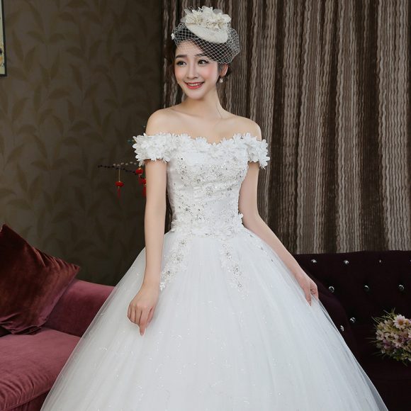 Fashion bride Korean word shoulder thin flowers wedding dress wedding knot new wholesale H82 - Image 3