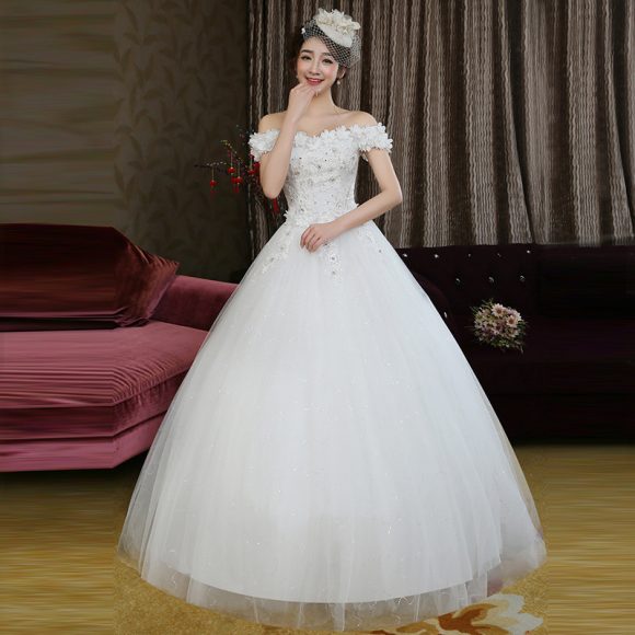 Fashion bride Korean word shoulder thin flowers wedding dress wedding knot new wholesale H82 - Image 5