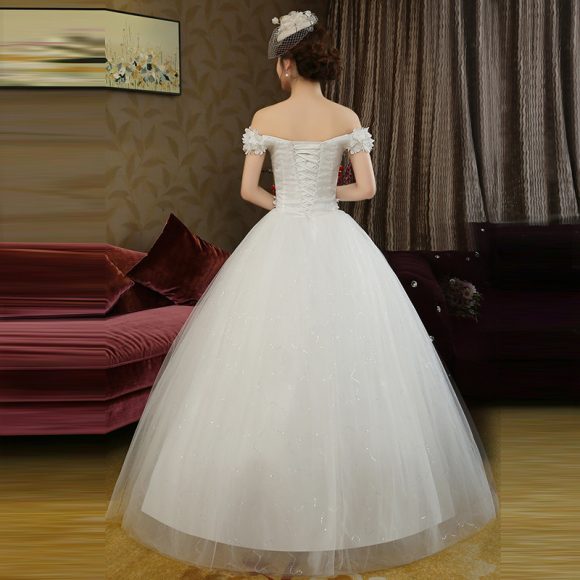 Fashion bride Korean word shoulder thin flowers wedding dress wedding knot new wholesale H82 - Image 4