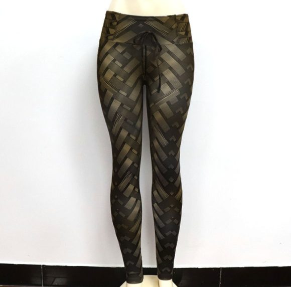 High Waist Iron Weave Print Push Up Yoga Workout Leggings - Image 3