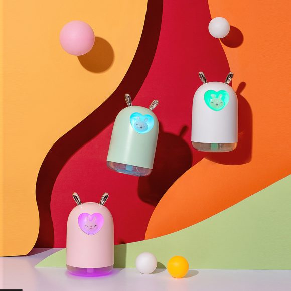 Lovely Rabbit Air Humidifier 300ML Cute Pet Ultrasonic Cool Mist Aroma Oil Diffuser Romantic Color LED Lamp USB Humidificador - Image 2