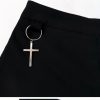 Summer Punk Rock Women's Shorts Sexy Cross Ring Hanging Ornament Summer Fashion Black Shorts - Image 4