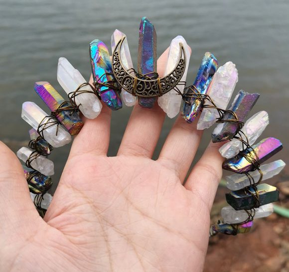 Natural Crystal Electroplating Frosted Crystal Witch Headband - Image 3