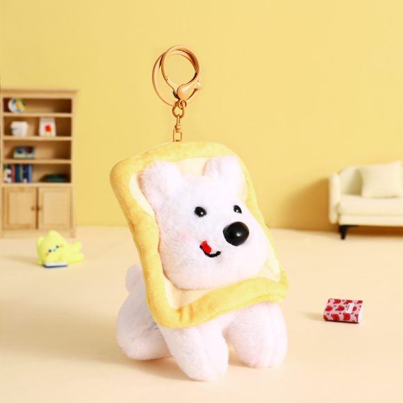 Cartoon Plush Doll Toast Puppy Car Keychain Pendant - Image 3