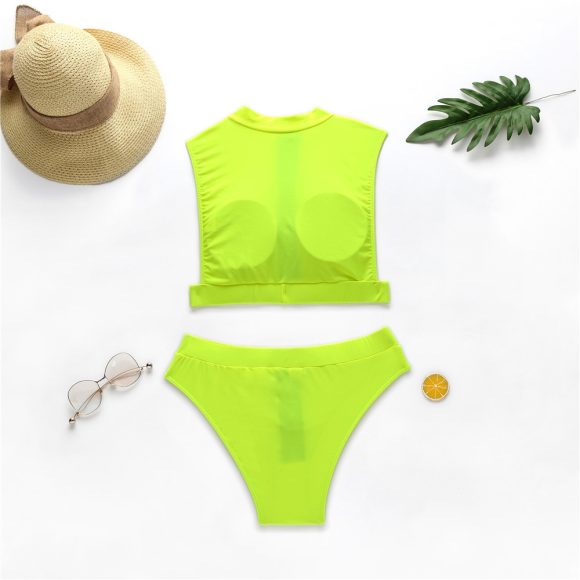 New Swimsuit Fluorescent Swimsuit Solid Bikini - Image 10