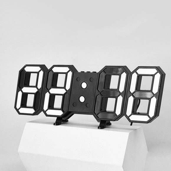 3D Remote Control Black LED Electronic  Hung And Can Stand Wall Clock - Image 5