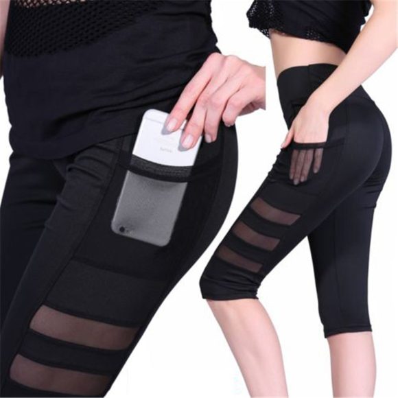 helisopus women in quick drying high waist pants pocket, elastic mesh sports leisure fitness that hot pants leggings - Image 4