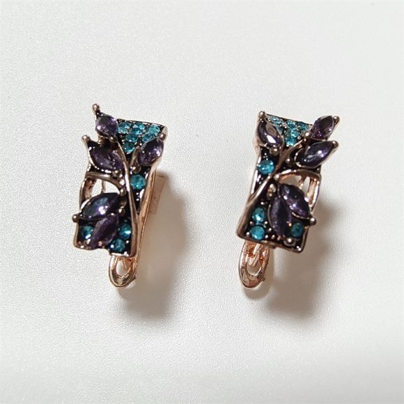 Green Leaves Shape Inlaid With Purple The Crystal Set - Image 4