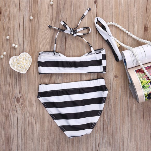 Baby girl striped bow bikini beachwear - Image 2