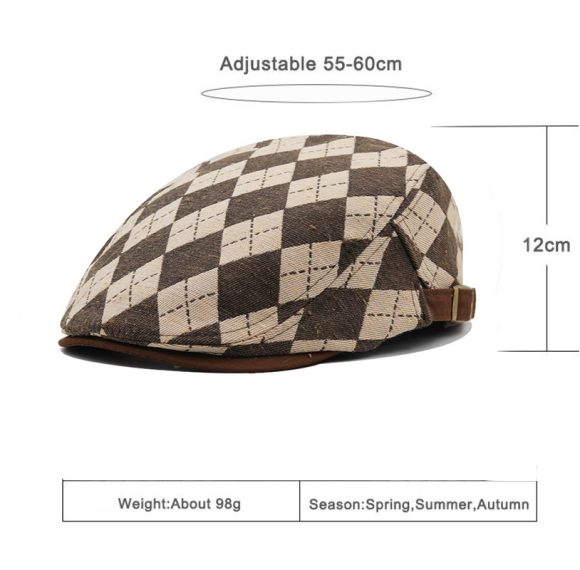 Retro Plaid Short Brim Advance Hats British Casual Painter Hat - Image 4