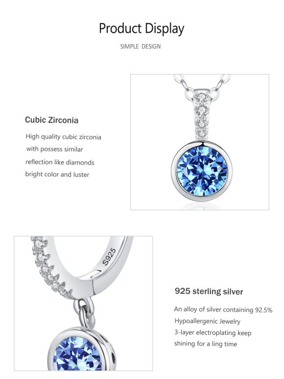 Women's Light Luxury Sea Blue Artificial Diamond Earrings Necklace - Image 4