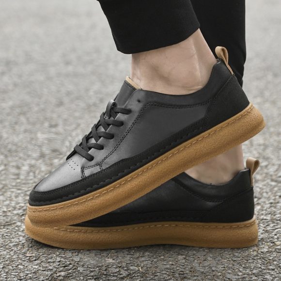Hand-stitched Casual Shoes Leather Sneakers Soft Sole - Image 4