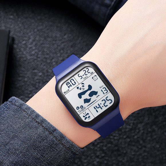 New Square Polychrome Panda Male And Female Students Waterproof Multifunctional Sports Waterproof Net Red Electronic Watch - Image 5