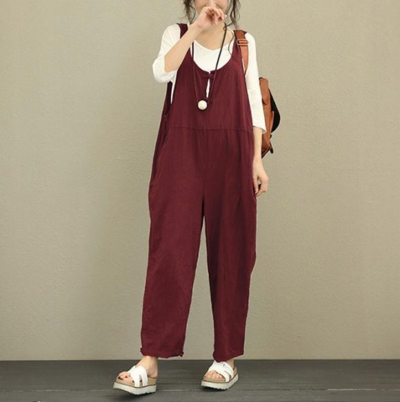 Bib Plus Fat Plus Size Women's Loose Casual Pants Bib Trousers - Image 2
