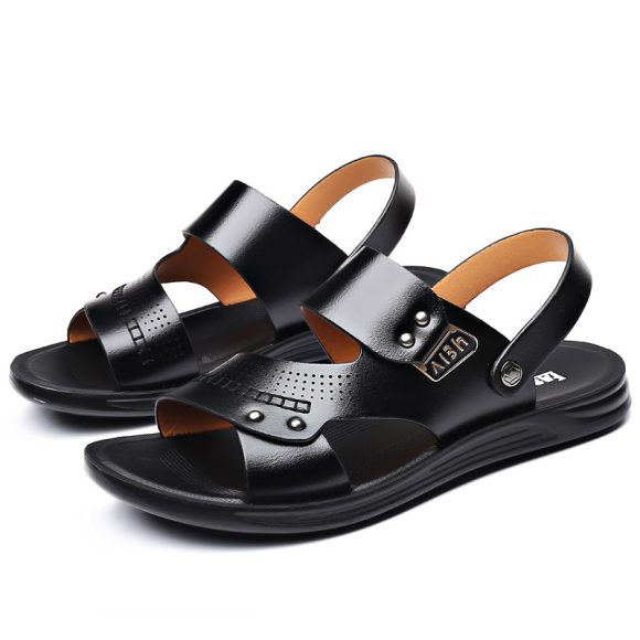 Men's Genuine Leather Wear-resisting Non-slip Breathable Slippers - Image 2