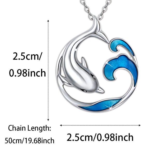 Cute Dolphin Wave Round Necklace - Image 2