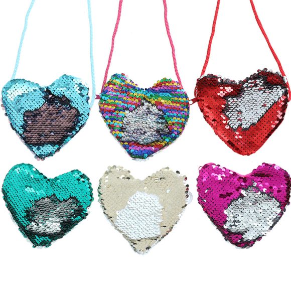Sequined purse love lanyard shoulder diagonal package - Image 2