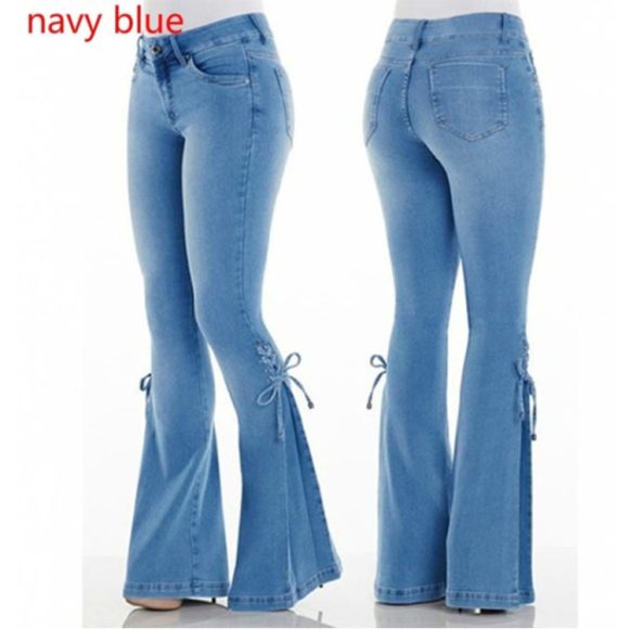 Ladies jeans mid-waisted denim trousers stretch jeans - Image 4
