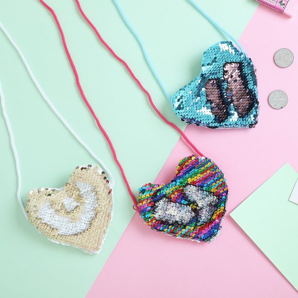 Sequined purse love lanyard shoulder diagonal package - Image 7