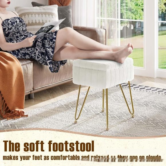 Dresser Square White Small Size Makeup Stool - Image 7