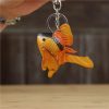 First Layer Cowhide Small Goldfish Handbag Pendant Keychain - Image 3