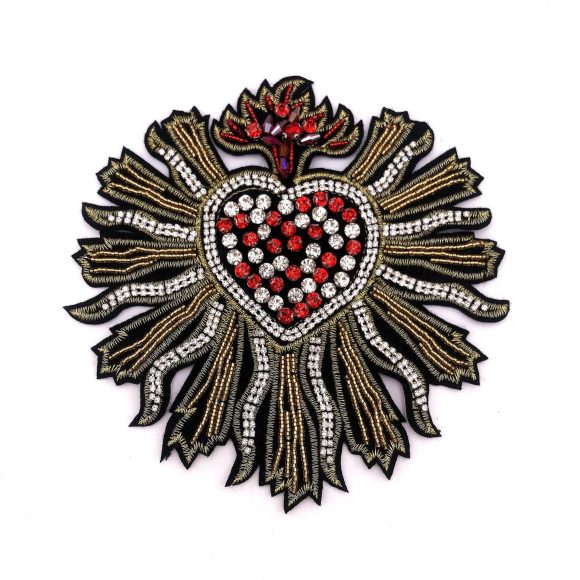 Beaded Big Peach Heart Cloth Sticker Box Ornaments - Image 3