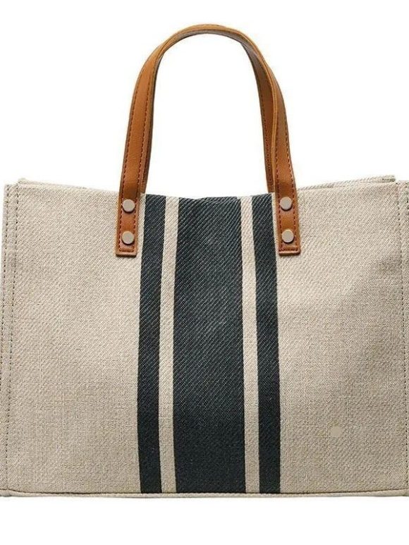 Women's Portable Briefcase Professional Commute Striped Minimalist Shoulder Bag - Image 2