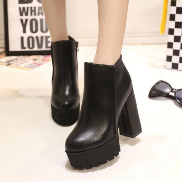 Thick Heel Fleece-lined Warm Short Boots