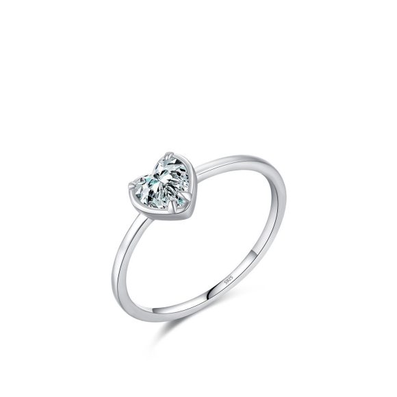 S925 Sterling Silver Sweet Heart Marriage Engagement Ring - Image 7