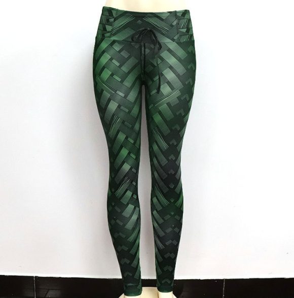 High Waist Iron Weave Print Push Up Yoga Workout Leggings - Image 6