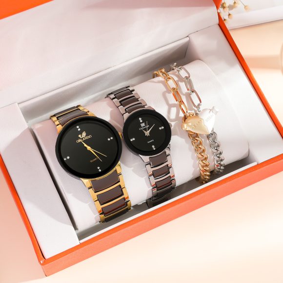 New Fashion Simple All-match Couple Watch Heart Bracelet Suit - Image 4