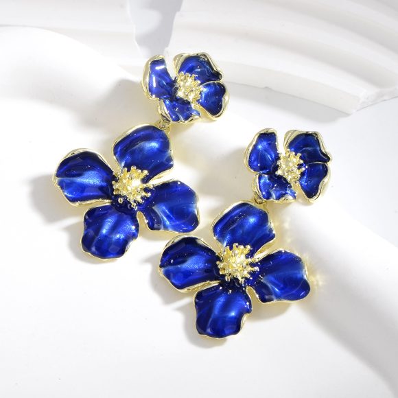 Drop Oil Camellia Earrings Hong Kong Style Retro - Image 4
