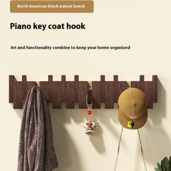 Solid Wood Simplicity Keys Clothes Hook Wall Home Door Hallway Hanger Punch-free - Image 8