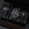 Single Calendar Fake Three Eye Canvas Quartz Watch Bracelet Set - Image 5