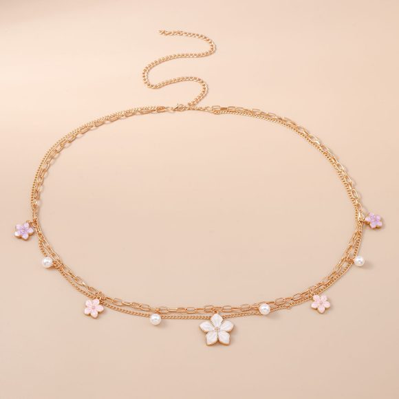 Simple Chic Chanel-style Five-pointed Star Cherry Blossom Double-layer Necklace - Image 3