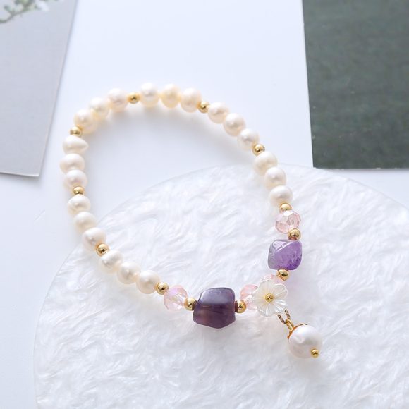 Natural Freshwater Pearl Crystal Bracelet For Women - Image 5