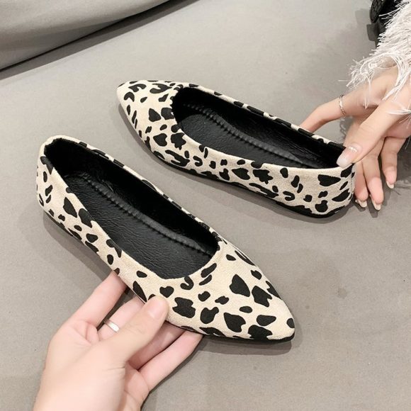 Fashion Flat Pointed Toe Shoes Leopard Print Women Flat Pumps - Image 2