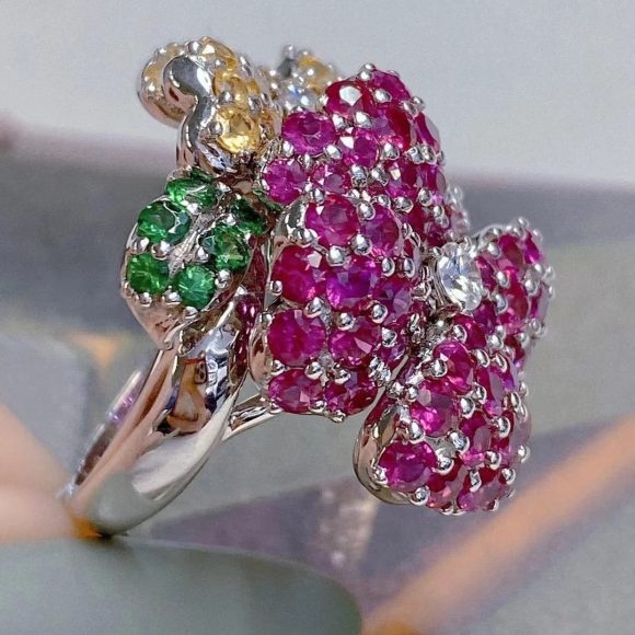 Cold Style Special-interest Design Flower Ring Female Open Light Luxury Micro-inlaid Full Diamond Ring All-matching - Image 4