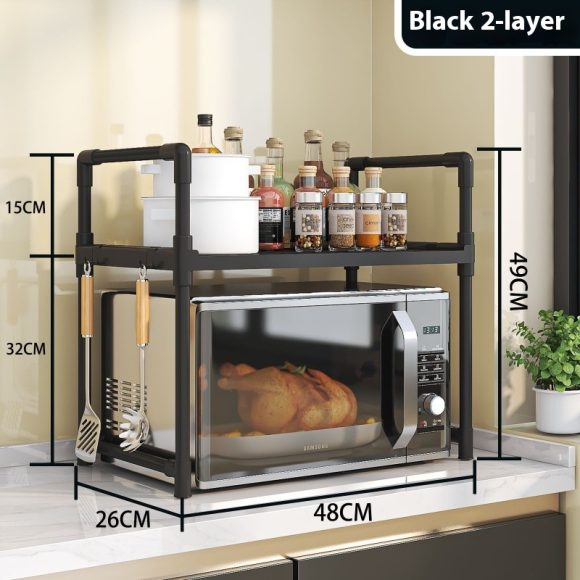 Multi-functional Kitchen Microwave Oven Storage Double-layer Kitchen Seasoning Rack - Image 8