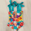 Mesh Stitching Suspenders One-piece Swimsuit European And American Straps Tube Top High Waist - Image 7
